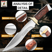 Load image into Gallery viewer, Gdekl Bowie Knife – Full Tang Fixed Blade with Wood Handle | Outdoor Survival & Hunting Knife