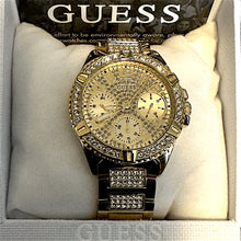 Load image into Gallery viewer, Gold GUESS Watch with Box & Cleaning Cloth – Elegant Crystal Accent Wristwatch for Men or Women