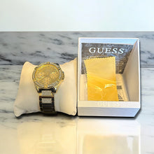 Load image into Gallery viewer, Gold GUESS Watch with Box & Cleaning Cloth – Elegant Crystal Accent Wristwatch for Men or Women