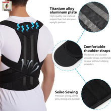 Load image into Gallery viewer, Adjustable Back &amp; Shoulder Posture Corrector – RECOMMENDED TO ORDER 1–2 SIZES UP FROM NORMAL SIZE