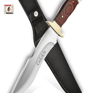 Gdekl Bowie Knife – Full Tang Fixed Blade with Wood Handle | Outdoor Survival & Hunting Knife