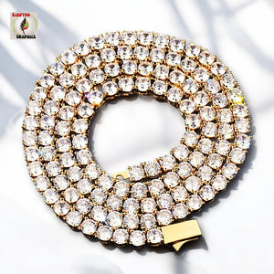 Iced Out One-Row CZ Tennis Chain – Hip Hop Necklace for Men & Women with High Shine Cubic Zirconia