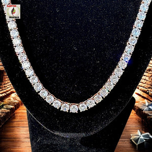 Iced Out 24 Inch 5mm Rose Gold Tennis Chain with CZ Stones – Hip Hop Fashion Necklace