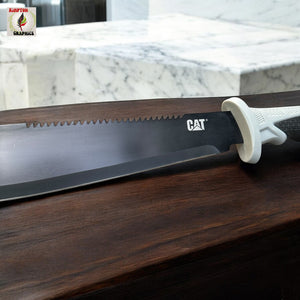CAT Full Tang Survival Machete with Sawback Blade and Tactical Grip Handle