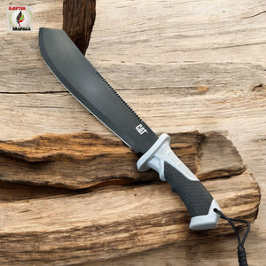 CAT Full Tang Survival Machete with Sawback Blade and Tactical Grip Handle