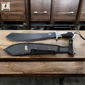 CAT Full Tang Survival Machete with Sawback Blade and Tactical Grip Handle