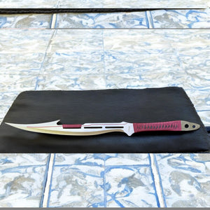 27" Fantasy Machete Knife – 440 Stainless Steel Fixed Blade with Sheath (Silver/Burgundy)