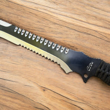 Load image into Gallery viewer, 25&quot; Rite Edge Fantasy Machete Sword – 18&quot; Blade, Cord Wrapped Handle, Black &amp; Silver