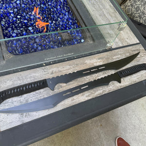 Twin Black Tactical Swords Set – 27" Full Tang Survival Blades with Nylon Handle & Sheath