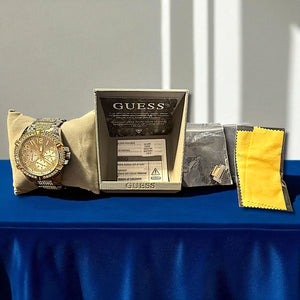GUESS Gold & Silver Stainless Steel Men’s Watch – Brand New with Box + Cloth