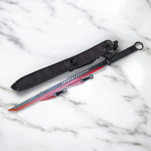Load image into Gallery viewer, Wartech 27&quot; Red &amp; Black Full Tang Machete Sword with 2 Throwing Knives – Stainless Steel Fantasy Blade Set